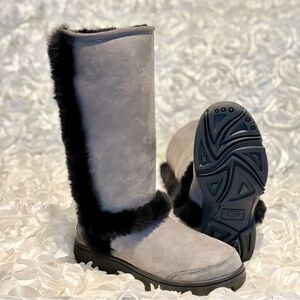 UGG Sunburst Boots with Black Fur Trim